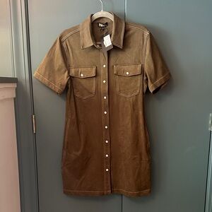 THML Green Short Sleeve Button Down Dress